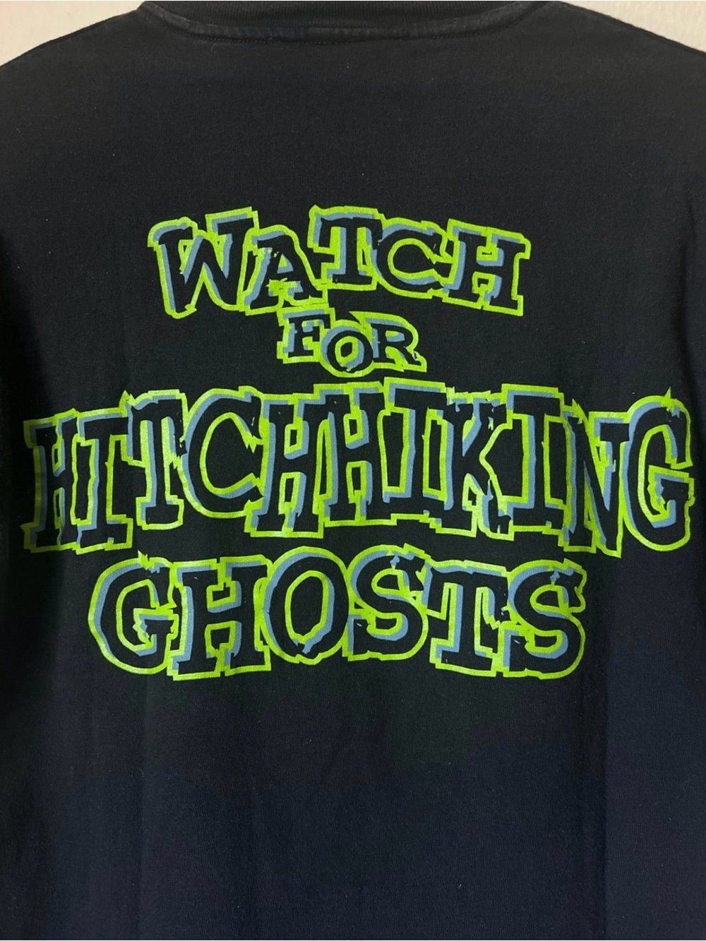 Disney Black Haunted Mansion Tee with Neon Green & Blue Graphic - Picture 6 of 8